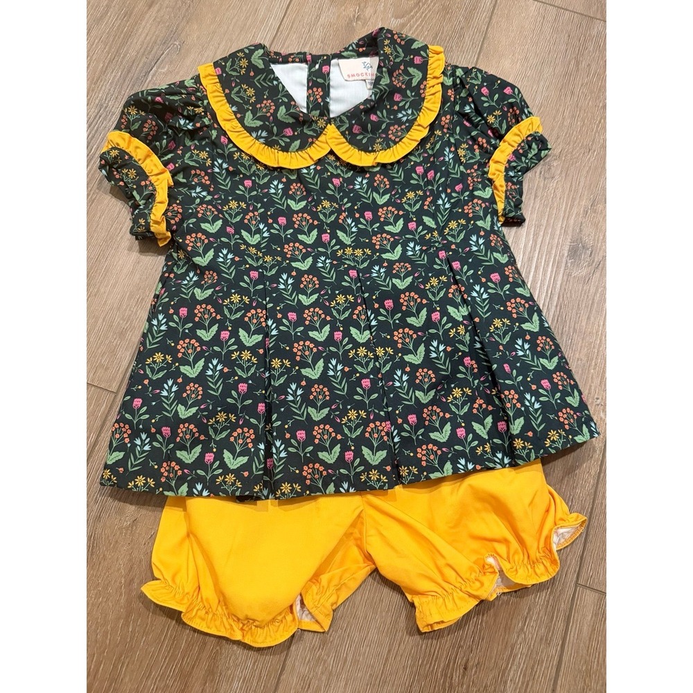 Smockingbird Vibrant Fall Floral 18m Bloomer Set
